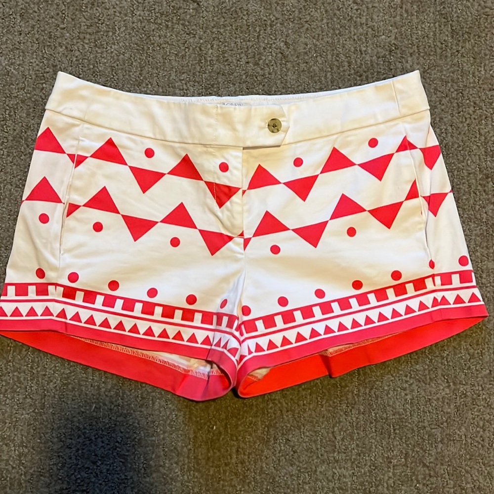 J. Crew Geometric Pink and White Shorts size 6